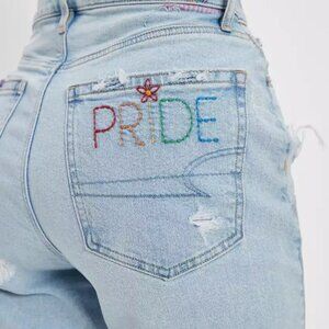 American Eagle High Rise Baggy Straight Jeans | AE Pride Jeans